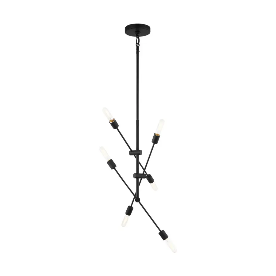 Axis Six Light Chandelier in Midnight Black