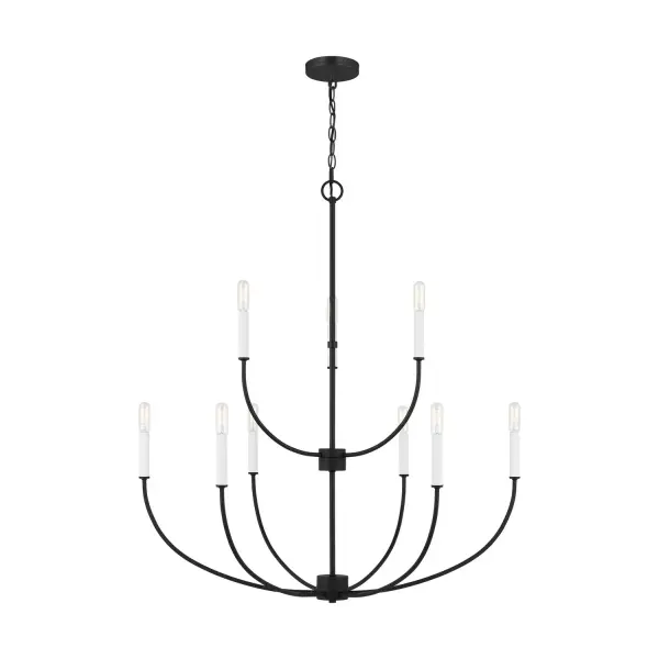 Greenwich Nine Light Chandelier in Midnight Black