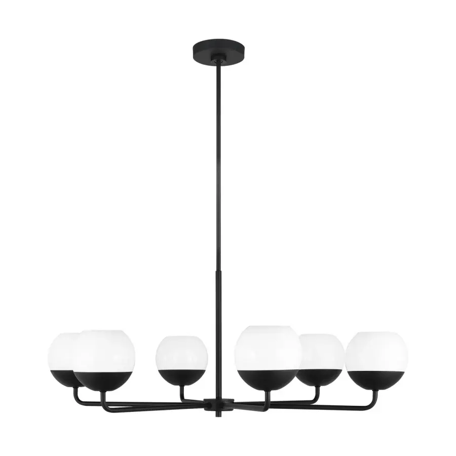 Alvin Six Light Chandelier in Midnight Black