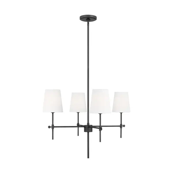 Baker Four Light Chandelier in Midnight Black