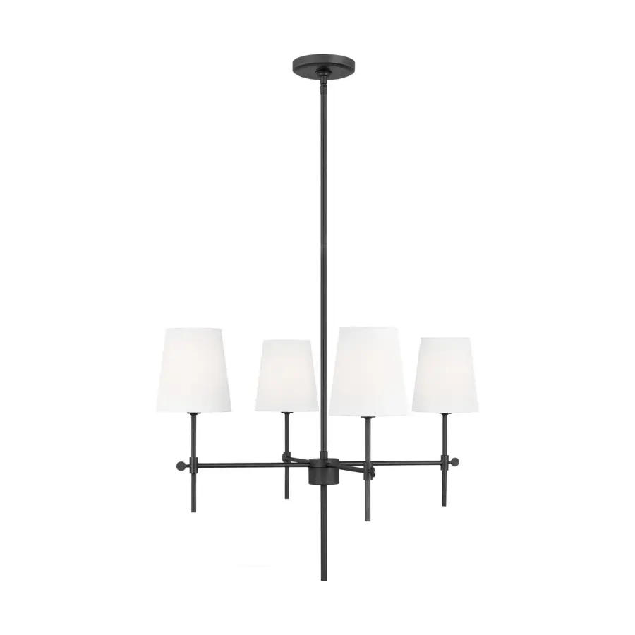 Baker Four Light Chandelier in Midnight Black