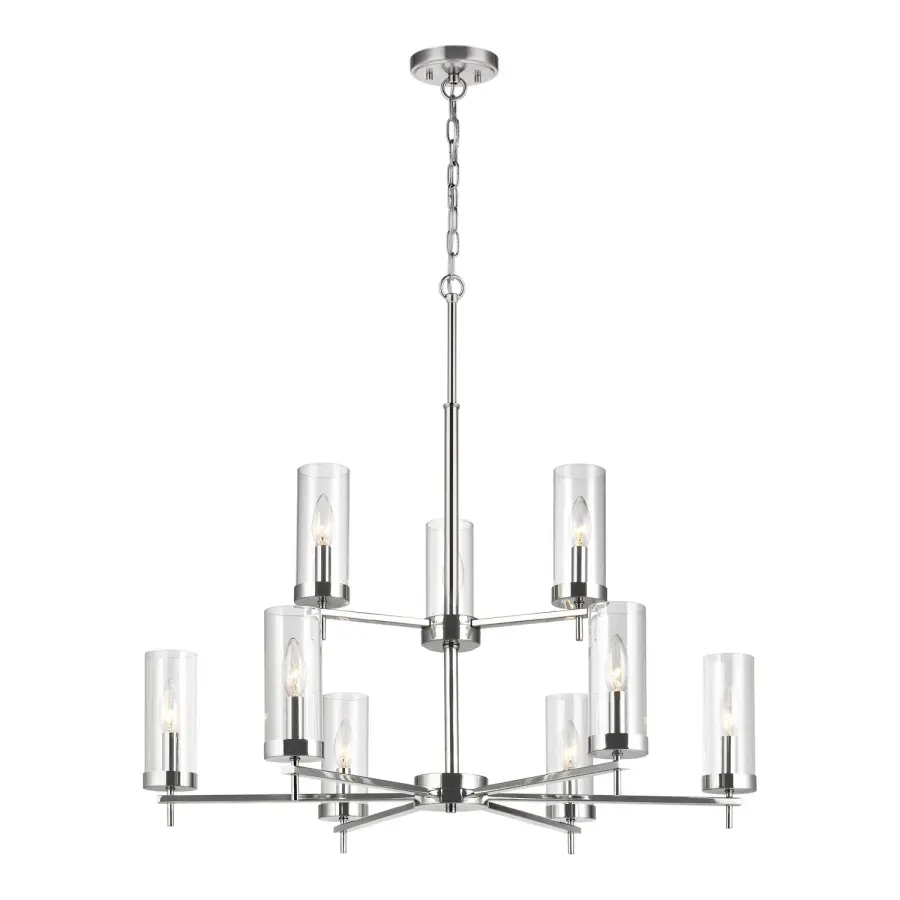 Zire Nine Light Chandelier in Chrome