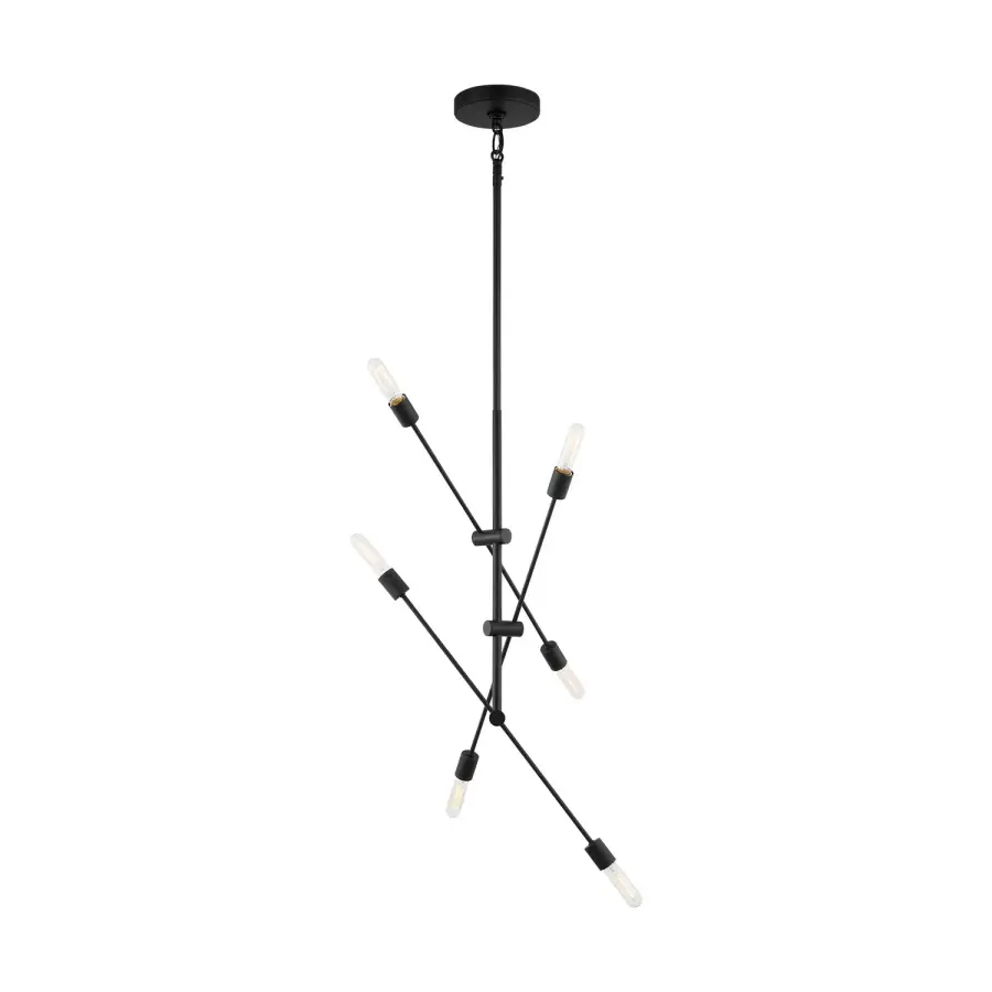 Axis Six Light Chandelier in Midnight Black