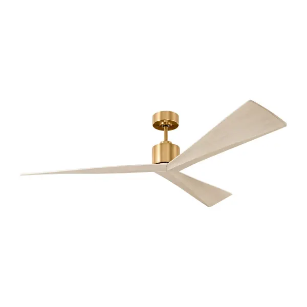 Adler 60" Ceiling Fan in Burnished Brass with Washed White Oak Blades