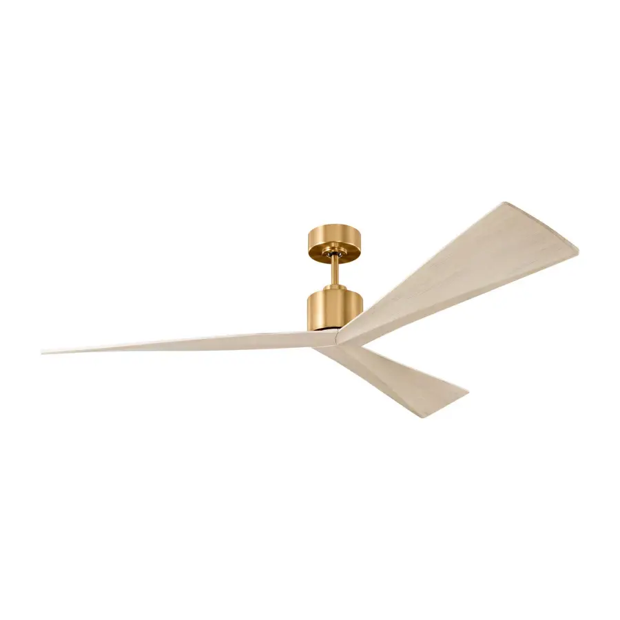 Adler 60" Ceiling Fan in Burnished Brass with Washed White Oak Blades