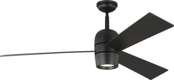 Thomas O'Brien's Alba ceiling fan combines sleek modern design with exceptional energy efficiency. The vertical silhouette features three contoured blades and integrated LED lighting, delivering 6262 CFM airflow with impressive 179 CFM/W efficiency.
