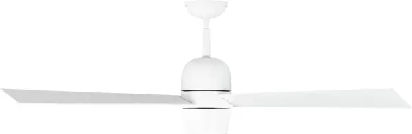 Thomas O'Brien's Alba combines modern minimalist design with high-performance cooling. The 60-inch three-blade fan delivers impressive 6262 CFM airflow while maintaining energy efficiency at 179 CFM/W. Integrated LED provides warm 3000K light with excellent 90 CRI color rendering.