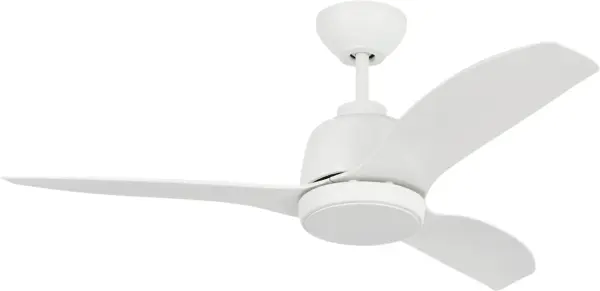 The Avila 44" ceiling fan combines coastal-inspired design with modern LED technology. Its crisp matte white finish and integrated light kit make it ideal for medium-sized rooms seeking both airflow and illumination.