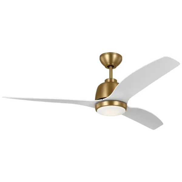 The Avila combines contemporary design with exceptional performance, delivering 4907 CFM airflow and energy-efficient LED lighting. Its satin brass finish and three-blade design suit modern interiors while the damp rating allows versatile placement.