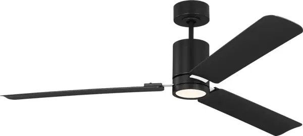 Barbara Barry's Cleancut fan combines minimalist design with smart technology in a damp-rated 62" format. Sharp lines and customizable blade contrast create architectural impact, while app control and integrated LED lighting deliver modern convenience. - alternate view