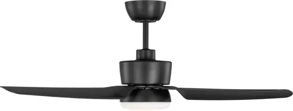 The Colgin 44" LED fan combines modern design with practical functionality. Damp-rated for indoor or outdoor use, it features a sleek midnight black finish and integrated LED lighting for ambient illumination.