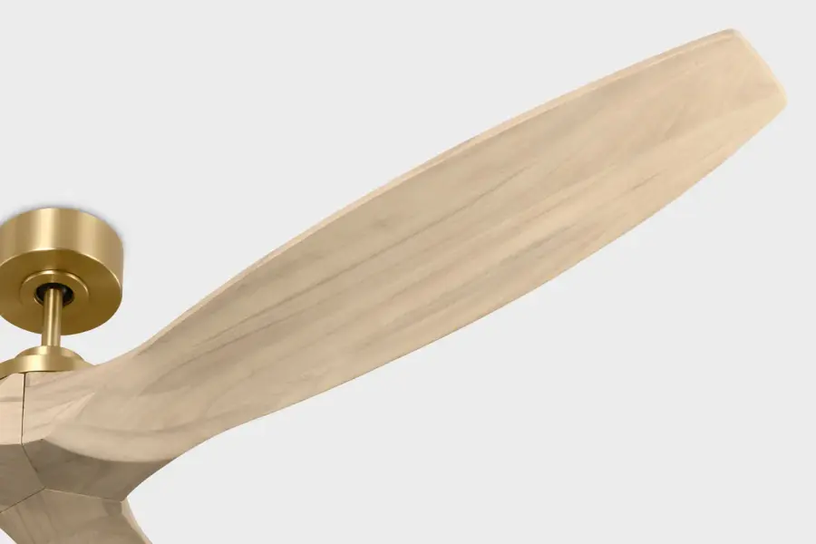 Collins Smart 70" Ceiling Fan in Burnished Brass with Washed White Oak Blades - Image 3