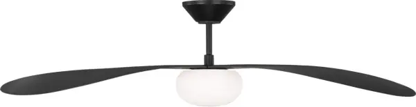 The Drape Smart 58" fan by Peter Bristol combines graceful design with modern technology. Its ultra-thin blades create a soft, light silhouette while the LED pendant bulb conceals the motor for a streamlined look. App-controlled and damp-rated for versatile indoor-outdoor use. - alternate view