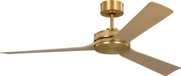 The Elara Smart 56" ceiling fan by Marie Flanigan beautifully merges mid-century design with modern smart functionality. Natural rattan blades paired with warm burnished brass create a sophisticated, textured aesthetic that elevates any space.