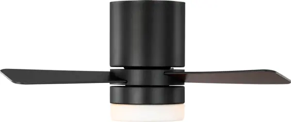 The Era 32" Hugger combines sleek contemporary design with practical functionality for rooms with ceiling height constraints. Its flush mount profile and integrated LED lighting make it ideal for bedrooms, offices, and compact spaces.