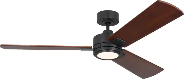 The Harris Smart 56" ceiling fan combines contemporary aesthetics with cutting-edge smart home integration. Its bold midnight black finish and dark walnut blades create a striking visual statement while delivering efficient airflow for larger spaces.