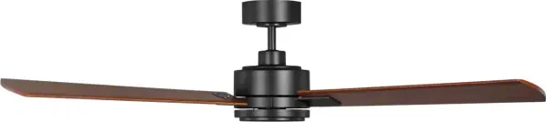 The Harris Smart 56" ceiling fan combines contemporary aesthetics with cutting-edge smart home integration. Its bold midnight black finish and dark walnut blades create a striking visual statement while delivering efficient airflow for larger spaces. - alternate view