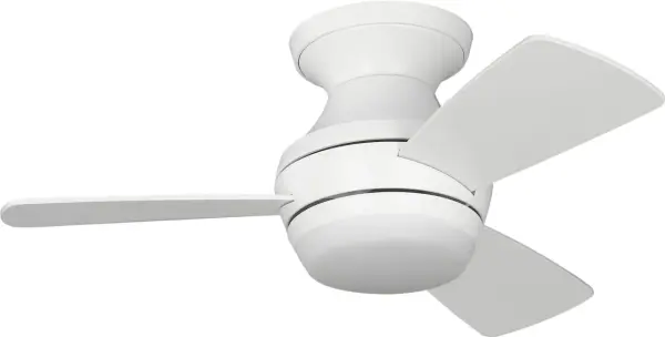 The Ikon 32" Hugger LED combines space-saving design with modern aesthetics. Its three-blade configuration, reversible motor, and integrated LED lighting make it ideal for rooms with ceiling height constraints.