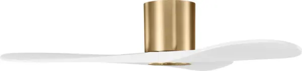 The Maverick Smart Hugger Fan combines modern minimalist design with powerful performance in a space-saving 44" profile. Ideal for rooms with lower ceilings, this burnished brass finish adds warmth while the flush-mount design maximizes headroom. - alternate view