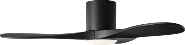 The Maverick Smart Hugger Fan combines modern minimalist design with powerful performance in a space-saving profile. Ideal for rooms with ceiling height constraints, this 44" fan features integrated LED lighting and smart controls. - alternate view