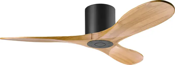 The Maverick Smart Hugger Fan combines modern minimalist design with powerful performance in a space-saving profile. Ideal for bedrooms and offices with standard ceiling heights, featuring smart controls and natural honey wood blades. - alternate view