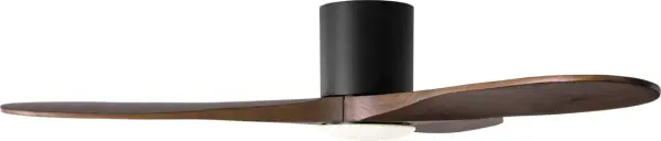 The Maverick Hugger combines powerful airflow with a minimalist design perfect for rooms with lower ceilings. Smart LED technology and dark walnut blades add functionality and warmth to contemporary interiors. - alternate view