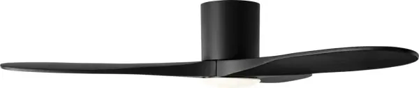 The Maverick Hugger combines modern minimalist design with powerful performance in a space-saving profile. Ideal for rooms with lower ceilings, this smart LED fan delivers efficient cooling without sacrificing style. - alternate view