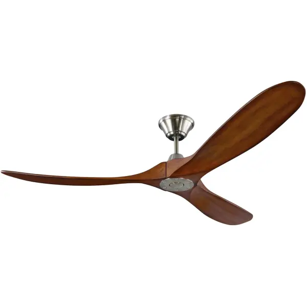 The Maverick 60" combines sleek modern design with outstanding performance. Its DC motor delivers 6,637 CFM while using just 27 watts, earning ENERGY STAR certification. Hand-carved balsa wood blades and damp rating make it versatile for indoor and covered outdoor spaces.