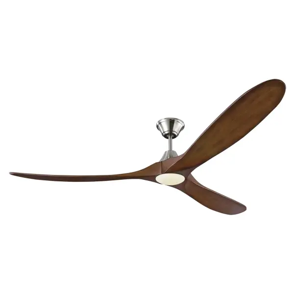 The Maverick 70" combines sleek contemporary design with superior performance. Its DC motor delivers 7336 CFM while using just 22W, earning Energy Star certification. Hand-carved balsa wood blades and damp rating make it versatile for indoor and covered outdoor spaces.