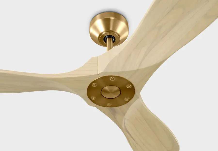Maverick Smart 44" Ceiling Fan in Burnished Brass with Washed White Oak Blades - Image 4