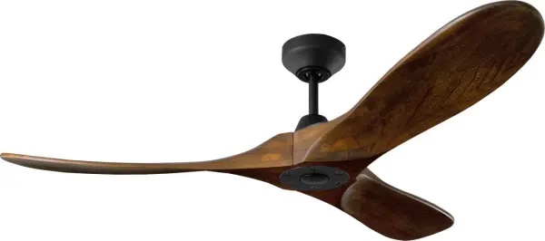 The Maverick Smart combines refined craftsmanship with advanced smart home integration. Its 52-inch span features contoured dark walnut blades and sleek matte black housing, delivering efficient airflow with modern elegance. - alternate view