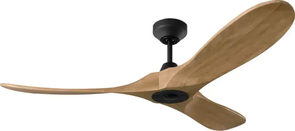 The Maverick Smart combines natural wood blades with sleek black housing for a refined aesthetic. Smart home integration via Bond Home App works seamlessly with Alexa, Google Home, and SmartThings for modern convenience. - alternate view