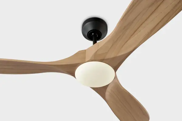 The Maverick Smart 52" combines hand-carved balsa wood blades with integrated LED lighting and smart controls. Its whisper-quiet DC motor delivers impressive efficiency while the damp rating makes it versatile for indoor and outdoor use. - alternate view