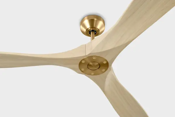 Maverick Smart 70" Ceiling Fan in Burnished Brass with Washed White Oak Blades - Image 3
