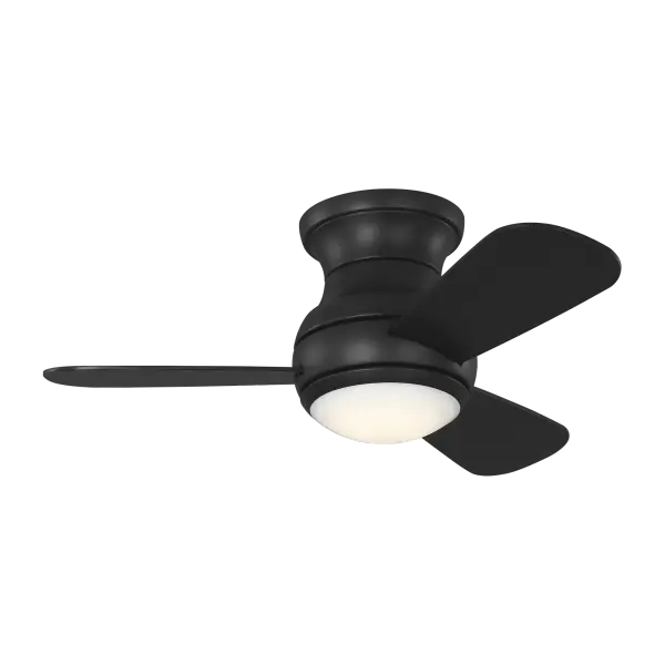 The Orbis 32" Hugger combines contemporary design with practical functionality for small spaces. Its flush-mount profile and energy-efficient LED motor make it ideal for rooms with ceiling height constraints.