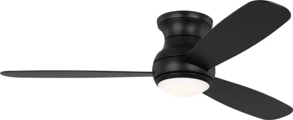The Orbis 52" combines modern aesthetics with practical functionality. Its hugger mount design makes it ideal for spaces with limited ceiling height, while the integrated LED light kit and reversible walnut blades add versatility. - alternate view