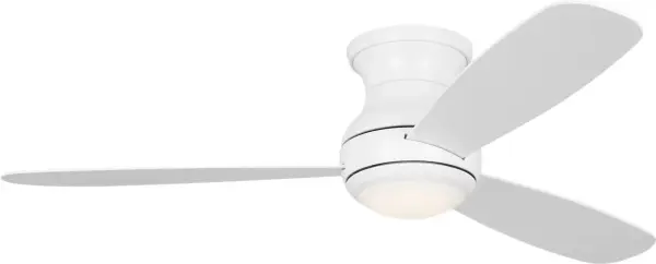 The Orbis 52" combines low-profile design with efficient LED lighting, perfect for rooms with lower ceilings. Its clean matte white finish and contemporary styling blend seamlessly into modern interiors.