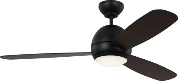 The Orbis combines modern aesthetics with practical functionality, featuring a sophisticated Midnight Black finish, reversible American Walnut blades, and energy-efficient integrated LED lighting for year-round comfort. - alternate view