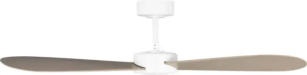 The Paddle Smart 52" by Barbara Barry combines nautical charm with modern technology. Rounded oar-shaped blades in white cerused oak create a soft, sophisticated aesthetic while smart controls offer convenience.