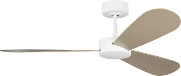 The Paddle Smart 52" by Barbara Barry combines nautical charm with modern technology. Rounded oar-shaped blades in white cerused oak create a soft, sophisticated aesthetic while smart controls offer convenience. - alternate view