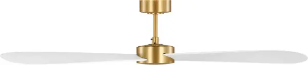 The Paddle Smart 60" by Barbara Barry combines sophisticated burnished brass finish with oar-shaped blades for a refined coastal aesthetic. Smart controls and damp-rating make it versatile for indoor or covered outdoor spaces. - alternate view
