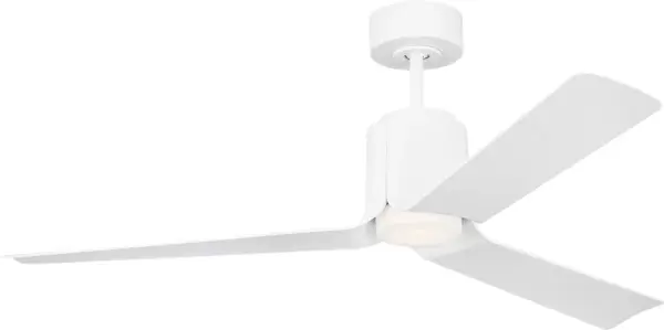 The Peel Smart 52" fan by Peter Bristol features a distinctive blade design that flows seamlessly from the housing, creating a clean, modern aesthetic. With integrated LED lighting, smart home compatibility, and damp rating for versatile placement.