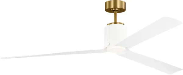 Peter Bristol's Peel Smart fan features innovative blade design that flows seamlessly from the housing, creating a sculptural aesthetic. Damp-rated for versatility, with 6-speed control via remote or Bond Home App integration.
