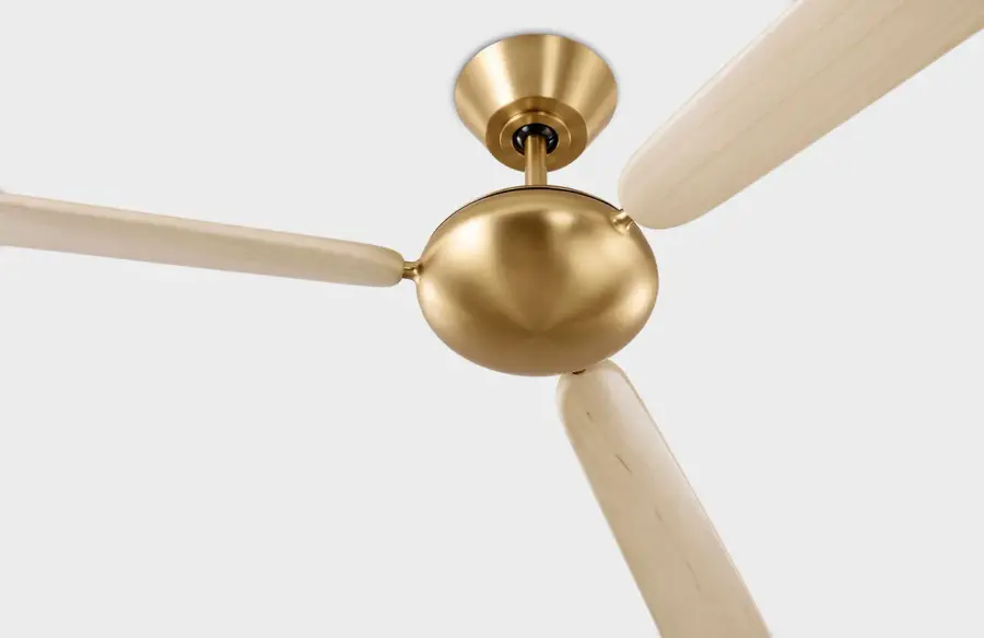 Pod Smart 64" Ceiling Fan in Burnished Brass with Washed White Oak Blades - Image 3