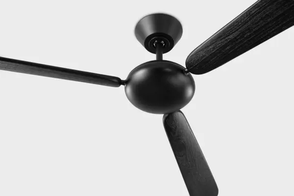 Peter Bristol's Pod Smart Fan combines modern aesthetics with intelligent functionality. Its rounded aluminum body and three tapered blades deliver quiet, efficient airflow while the matte finish integrates seamlessly into contemporary spaces. - alternate view