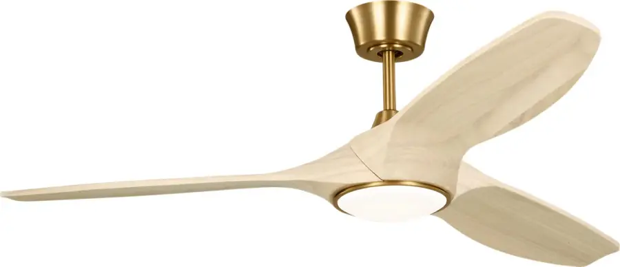 Selen Smart 52" LED Ceiling Fan in Burnished Brass with Washed White Oak Blades - Image 1
