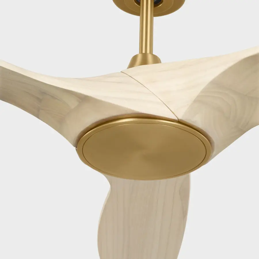 Selen Smart 52" LED Ceiling Fan in Burnished Brass with Washed White Oak Blades - Image 3
