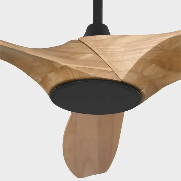 Selen Smart 60" LED Ceiling Fan in Midnight Black with Natural Honey Blades - Image 4