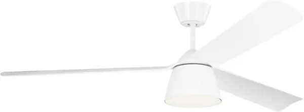 The Studio Smart 60 by Peter Bristol delivers industrial elegance with its streamlined profile that conceals the motor within an integrated conical light fixture. Extended flat blades and smart controls make it ideal for lofts and open-plan interiors.