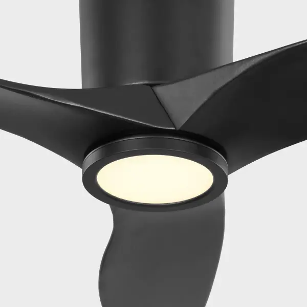 Marie Flanigan's Seyra combines modern minimalist design with smart functionality in a low-profile hugger mount. The three-blade configuration and integrated LED light deliver performance without sacrificing style. - alternate view